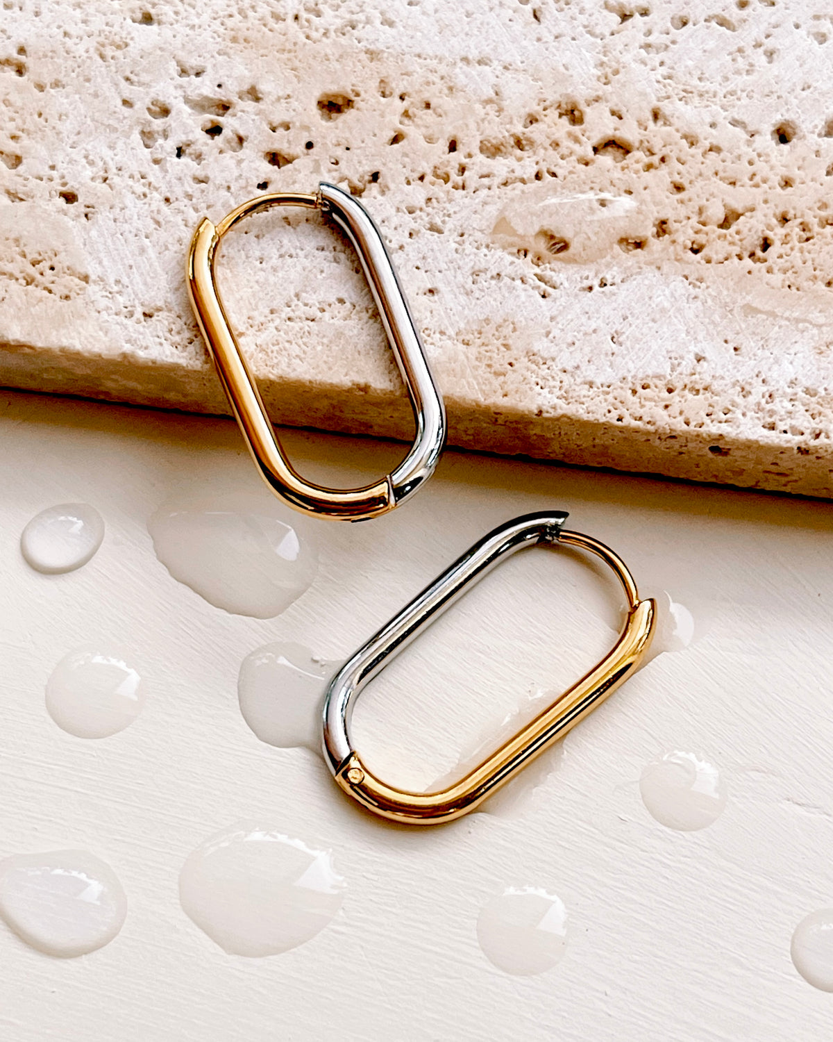 Jayla (Two Tone) U-Shaped Classic Silver & Gold Hoops