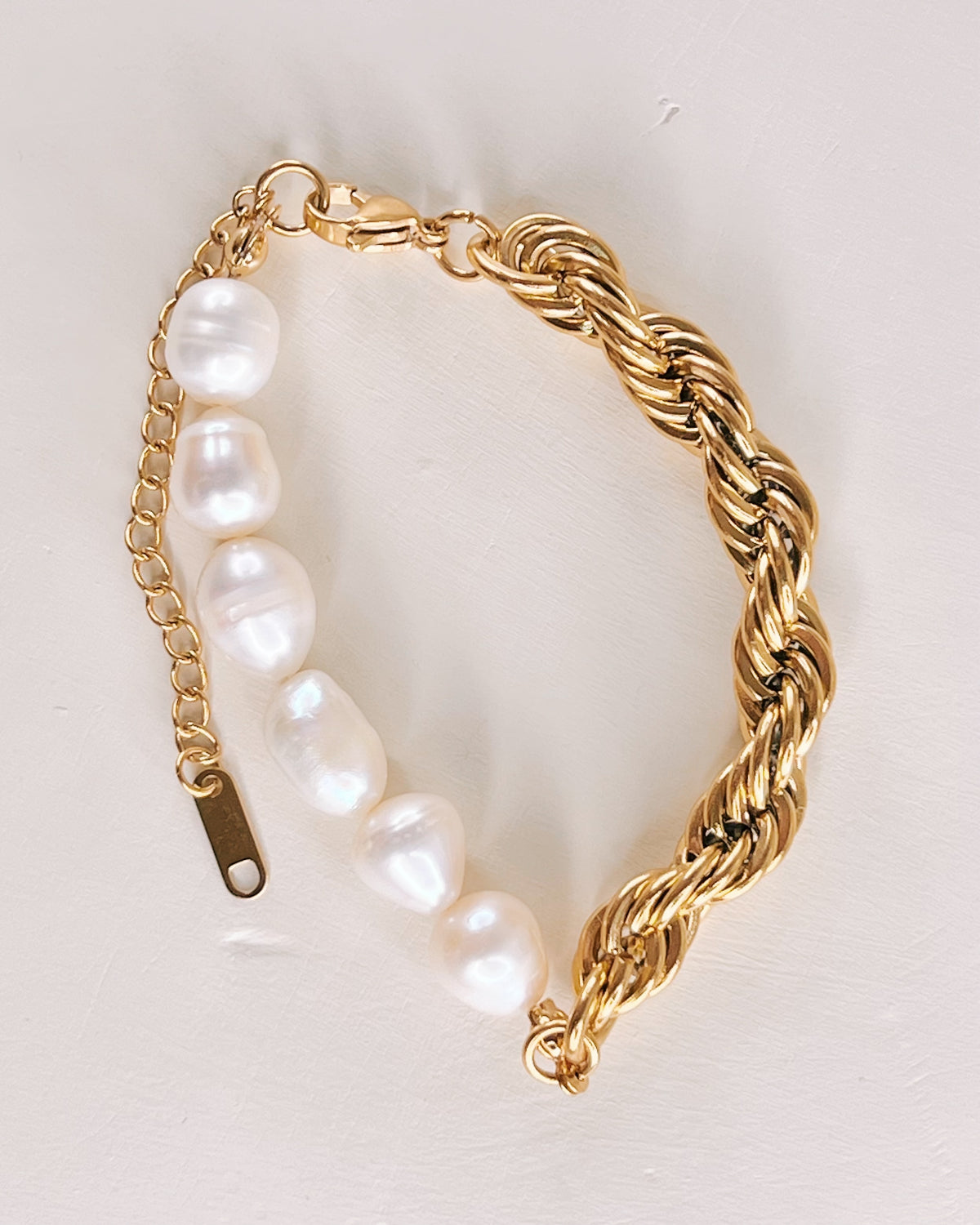 Valentina Baroque Freshwater Pearl Beads Rope Chain Gold Bracelet