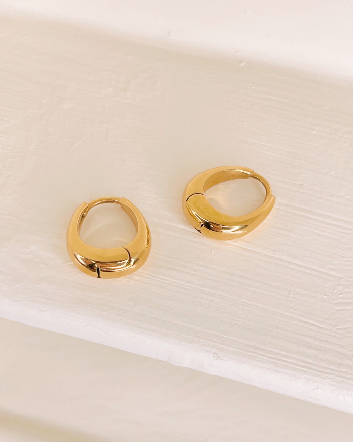 Blaire Teardrop Shaped Thick Gold Hoops