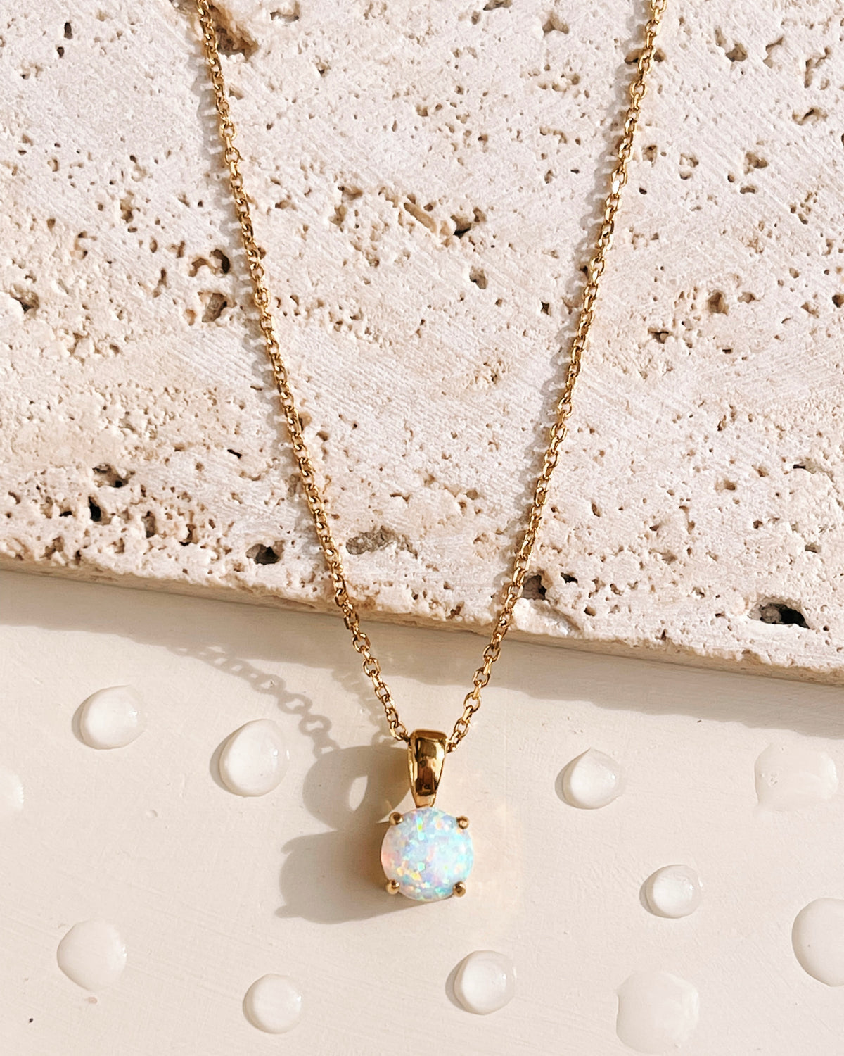 Carina Round Opal Crowned Set Classic Link Chain Gold Necklace