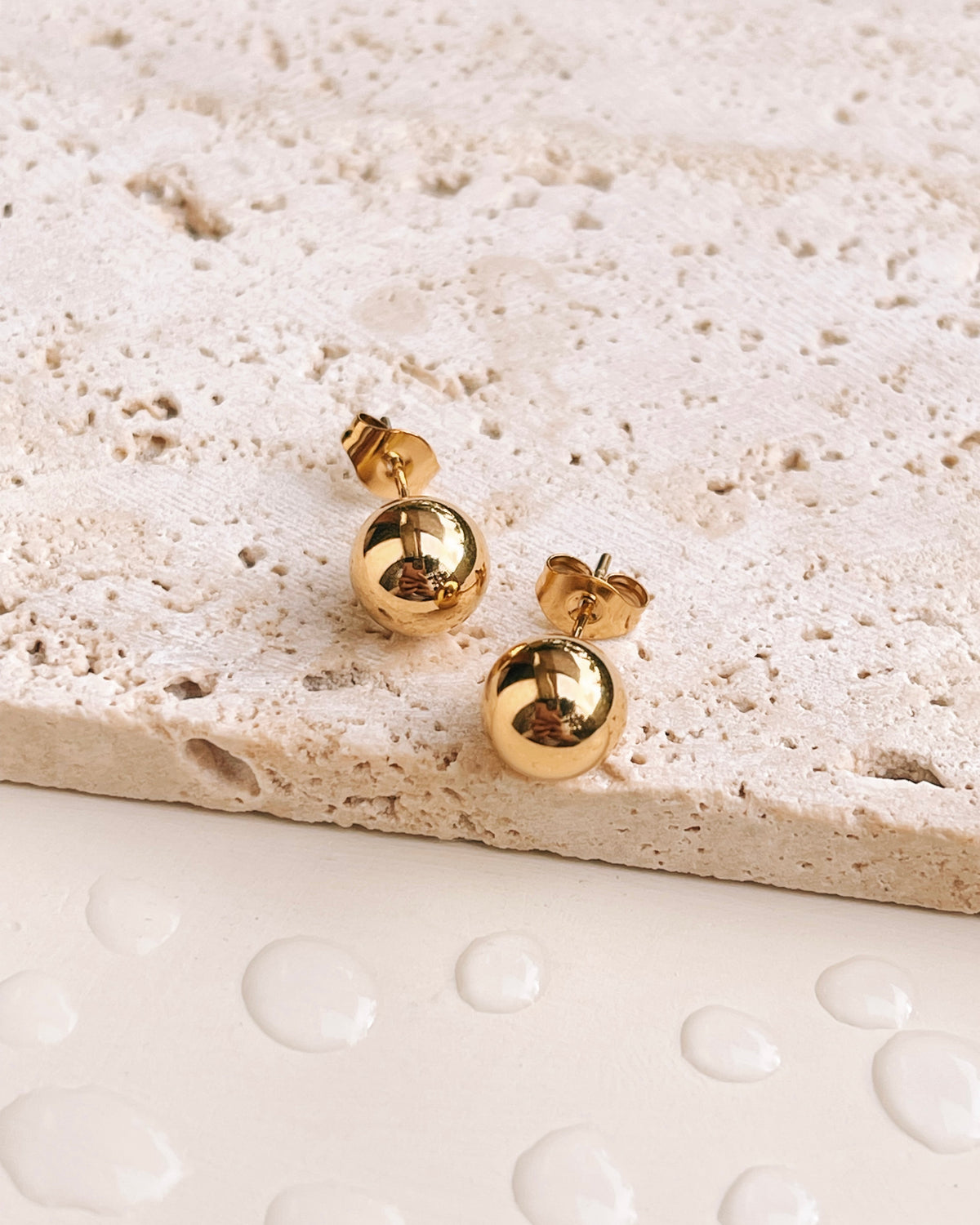 Alivia Big Round Ball Gold Stud Earrings