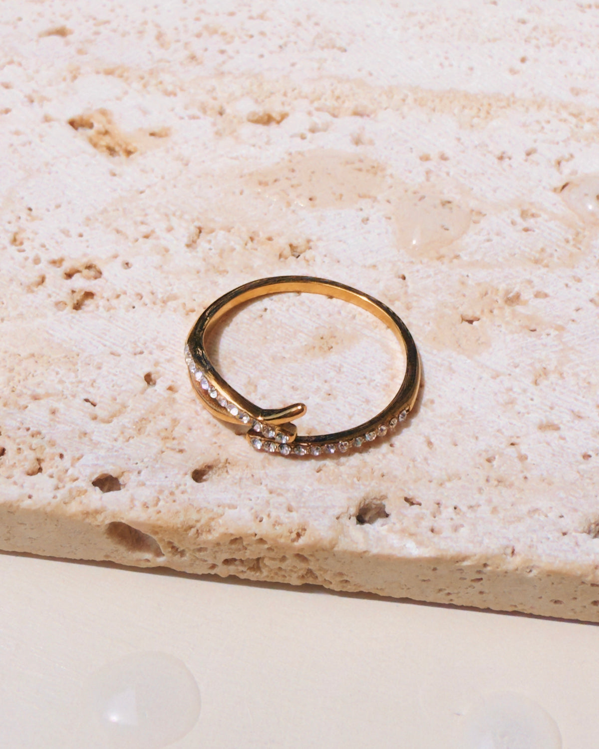 Jordan Zircon Paved Intertwined Adjustable Minimalist Gold Ring