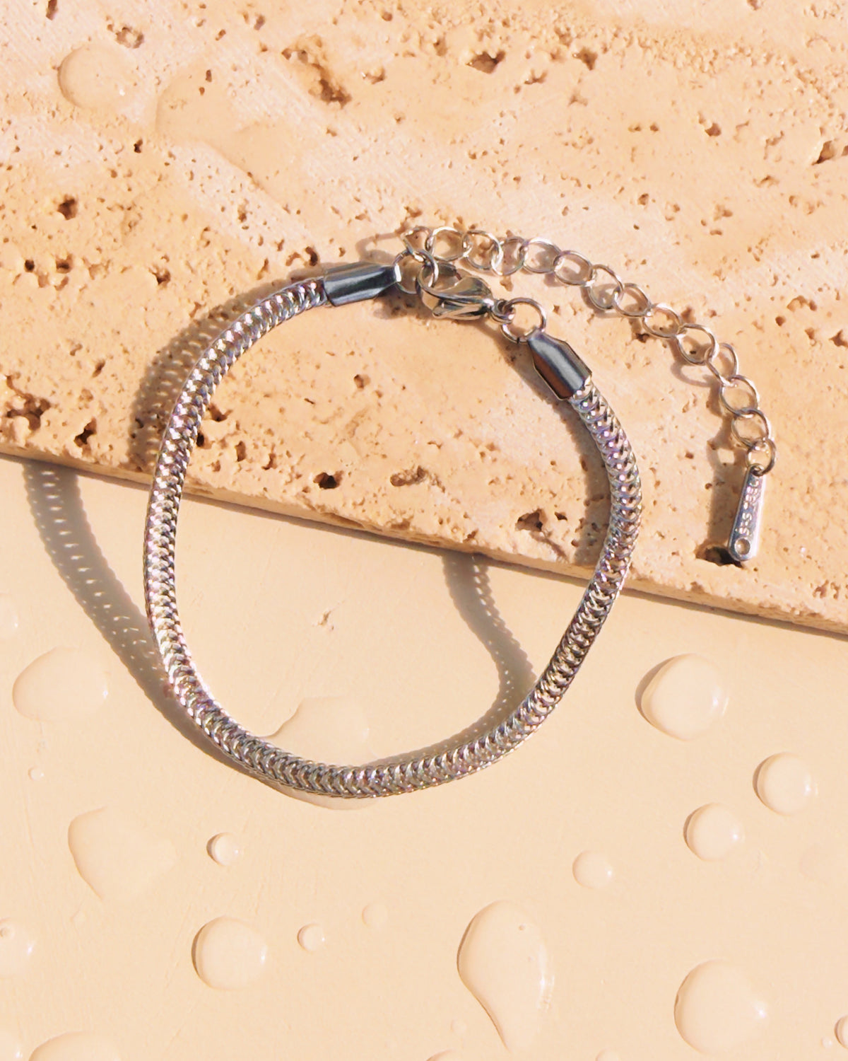 Miles (Silver) Flat Thick Herringbone Chain Design Bracelet