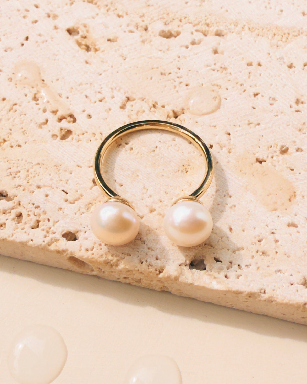 Liv Dual Pearl Top Head Thin Bar Design Open Ring