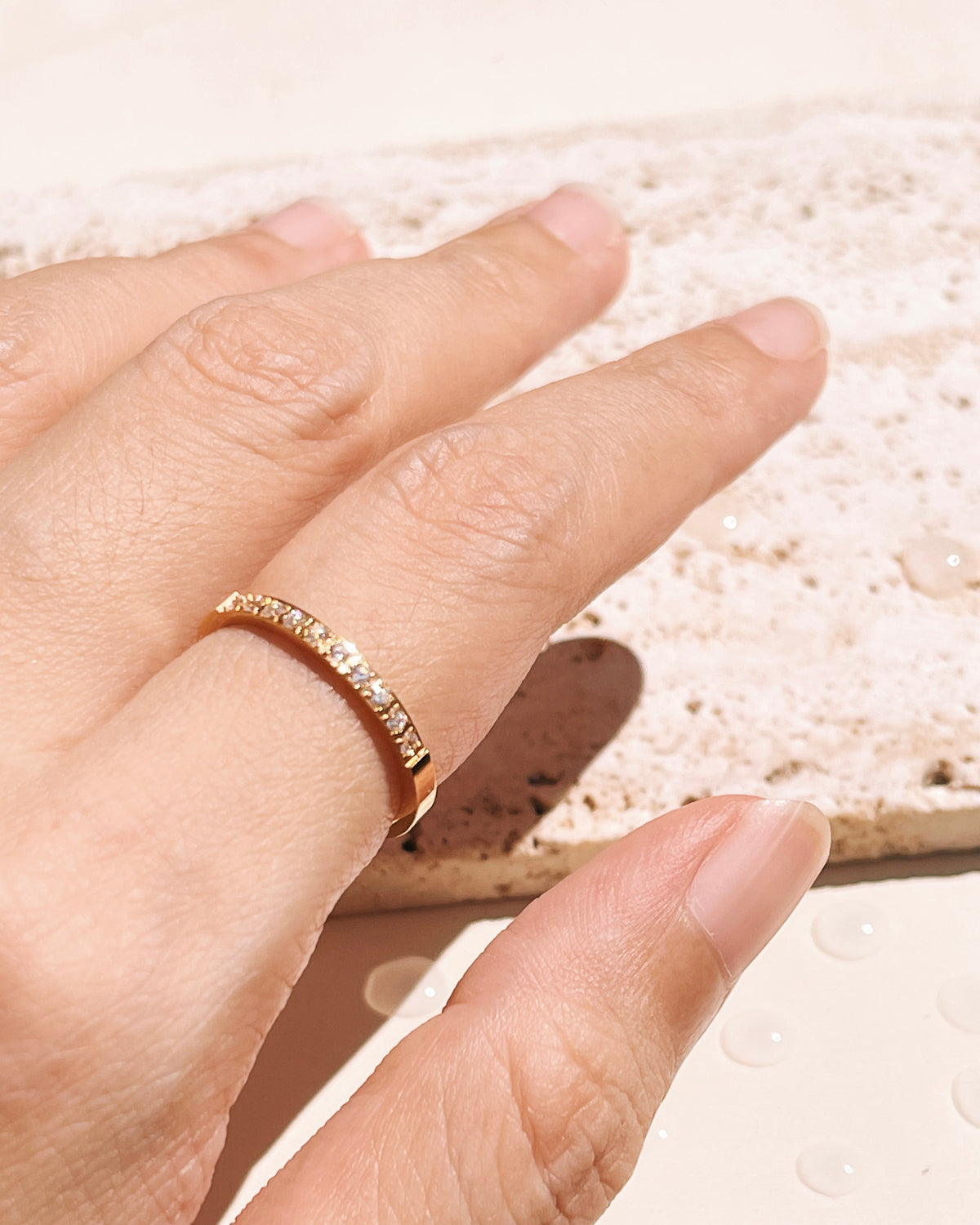 Imani Zircon Paved Minimalist Gold Ring