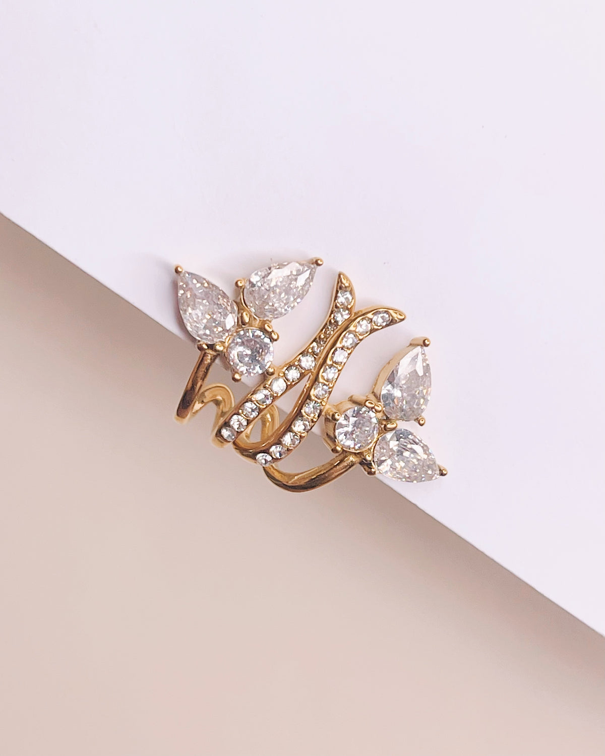 Myra Zircon Floral Design Gold Layered Look Huggies