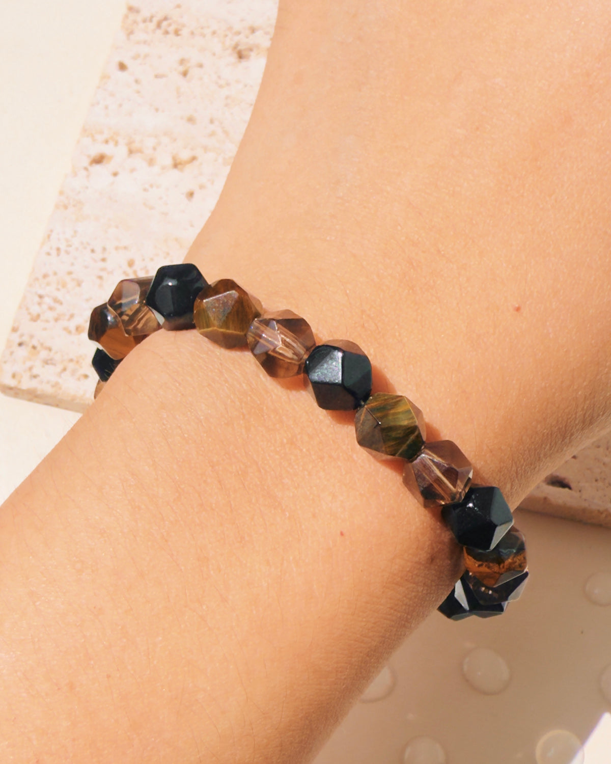 Wyatt Natural Smoking Quartz Tiger Stone Beads Bracelet