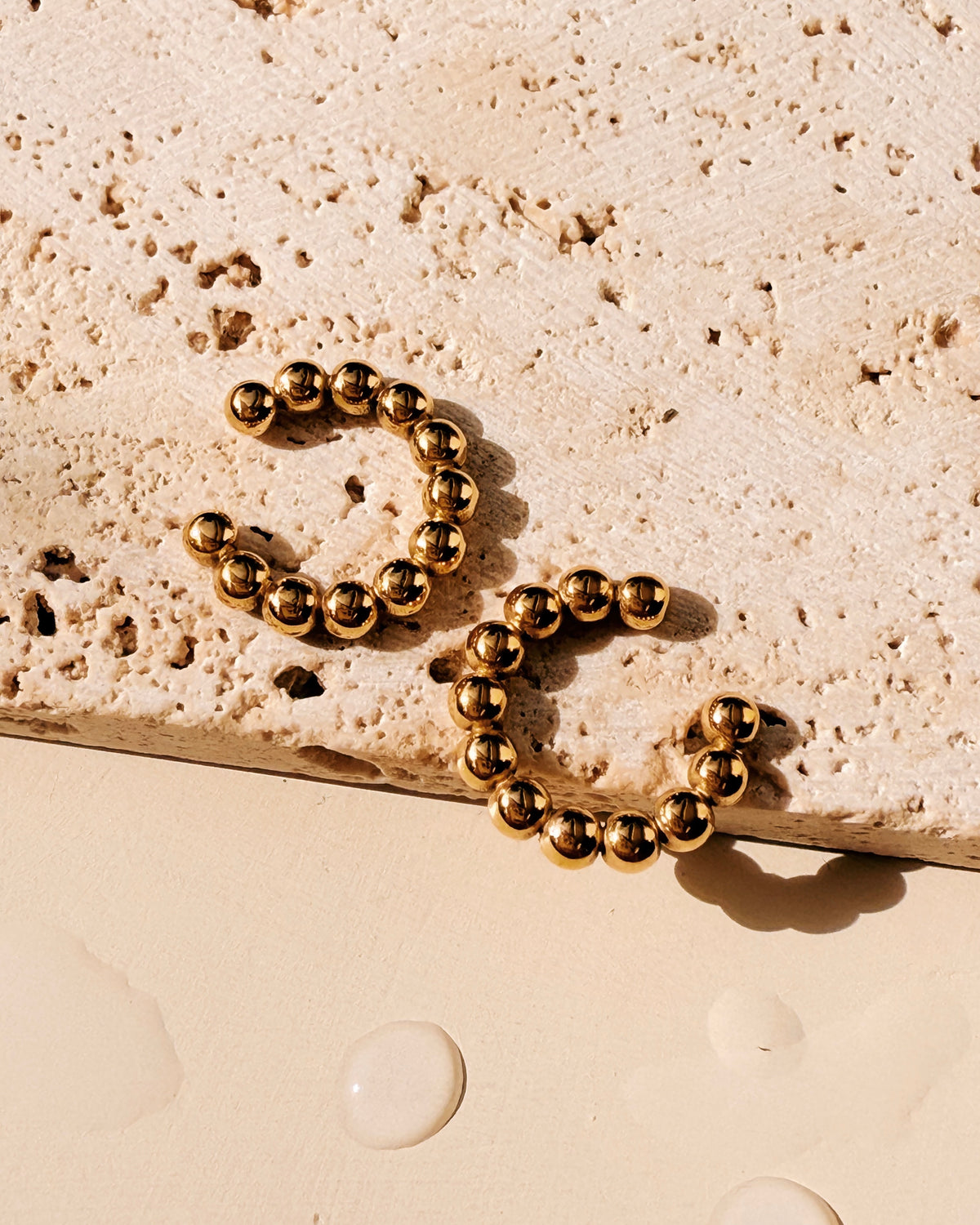 Kimberly Geometric Stacked Ball Beads Design Gold Cuff Earrings