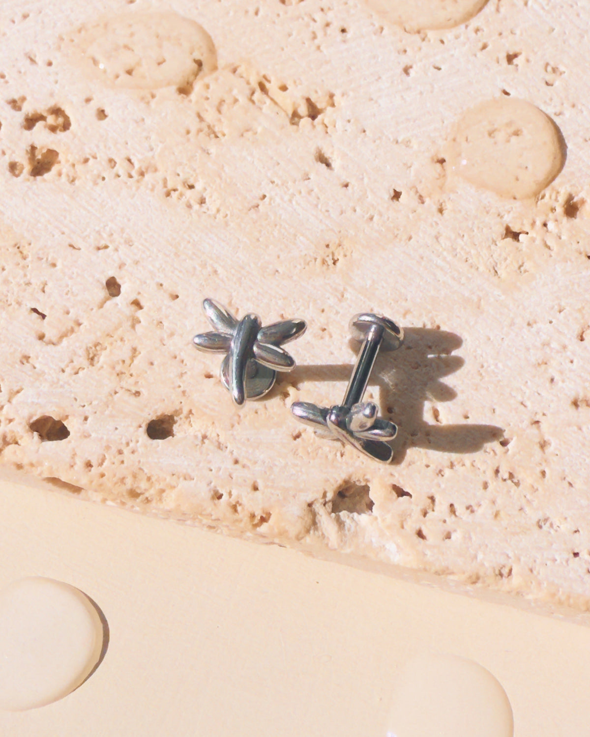 Moira (Silver) Dainty Dragonfly Shaped Flat Back Stud Earrings