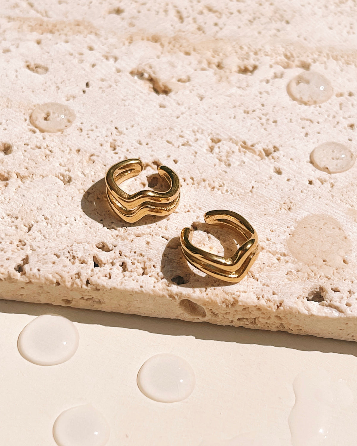 Ashley (Gold) Double Layer Wave Design Cuff Earrings