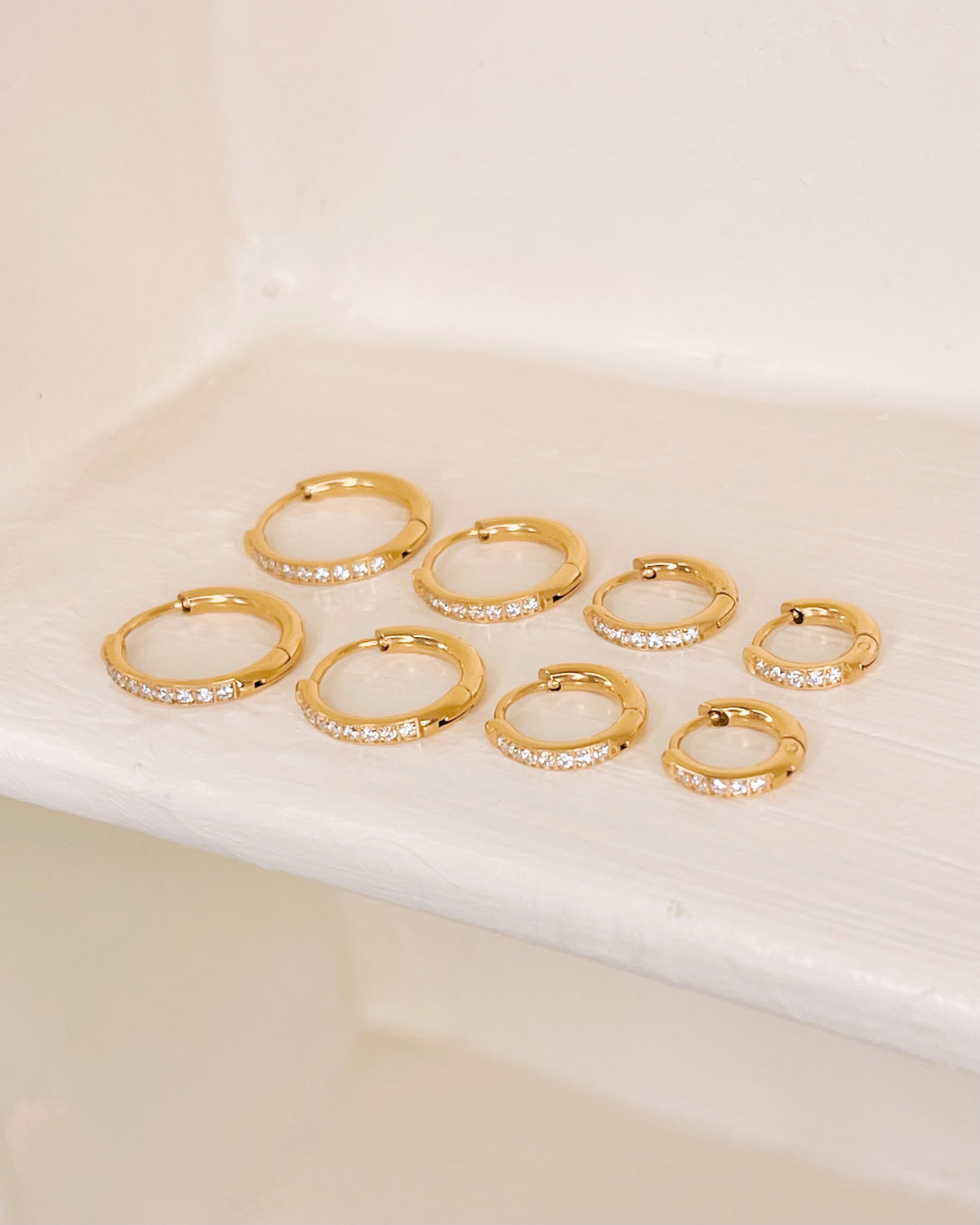 Beatrice (Gold) Zircon Paved Round Huggies