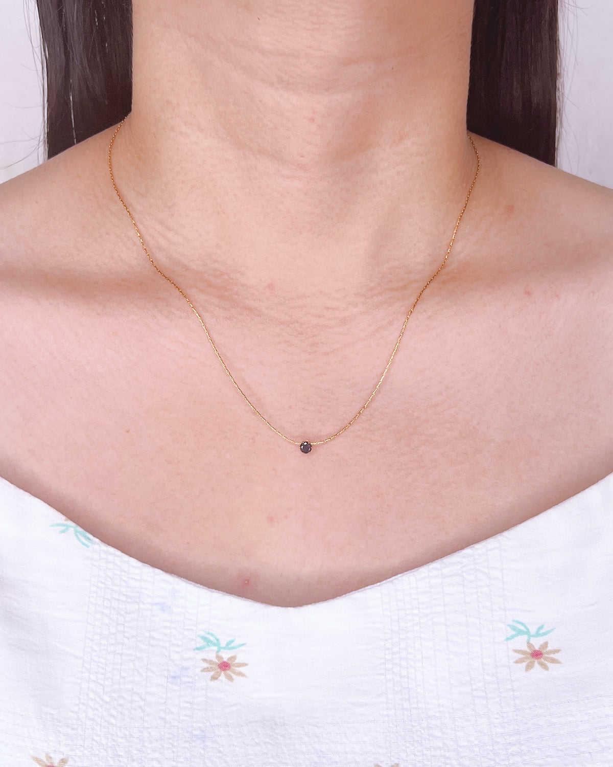 Archer (Black) Round Black Zircon Pendant Anchor Link Chain Gold Necklace