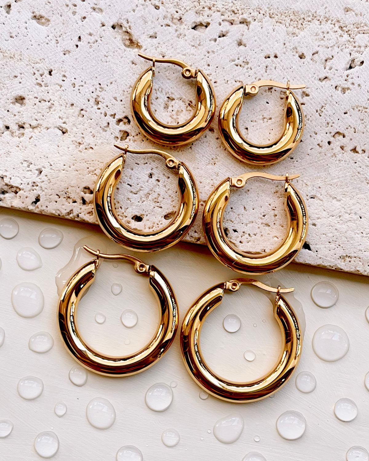 Briana Round Thick Gold Hoops