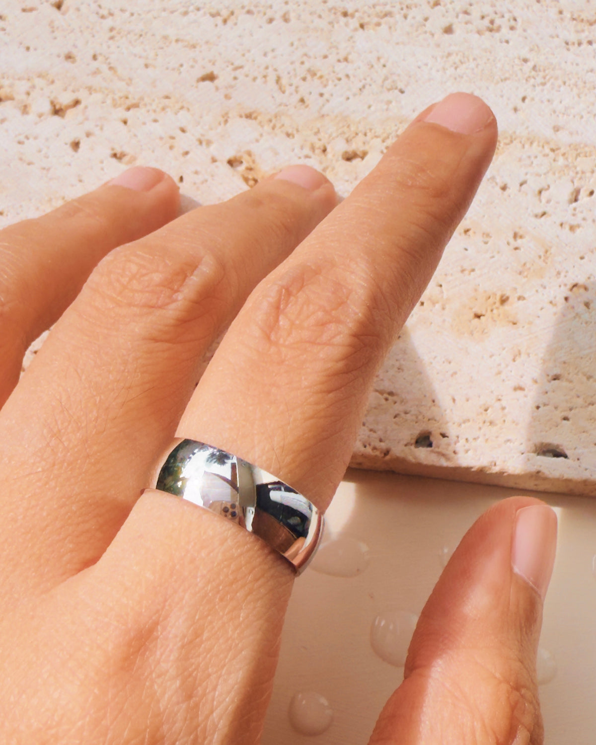 Lorena (Silver) Minimalist Wide Thick Rounded Ring