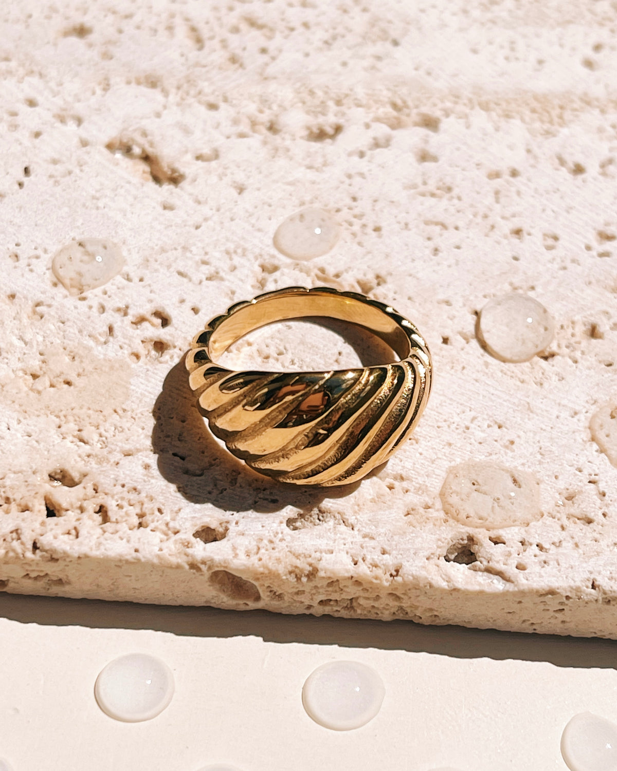 Susan Chunky Croissant Design Gold Ring