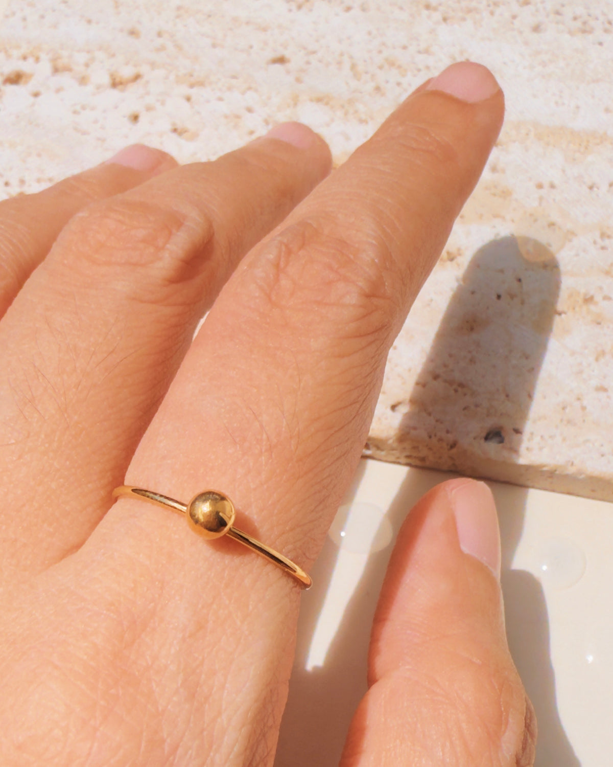 Miriam (Bundle Set) 3 Rings Solid Heart Shaped Zircon Paved Petal Pearl Center Flower Shaped Solid Round Ball Top Head Dainty Minimalist Design Thin Open Gold Ring