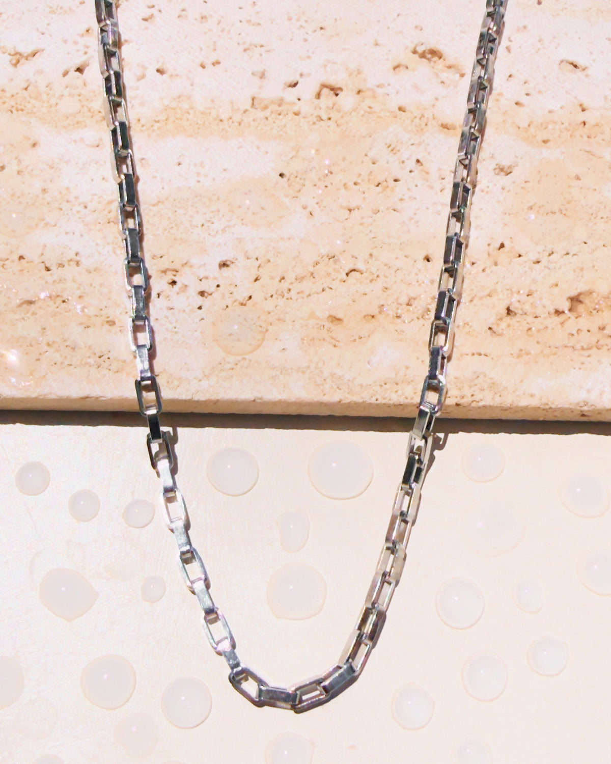 Maverick (Silver) Flat Rectangular Box Link Chain Design (Chain Only) Necklace