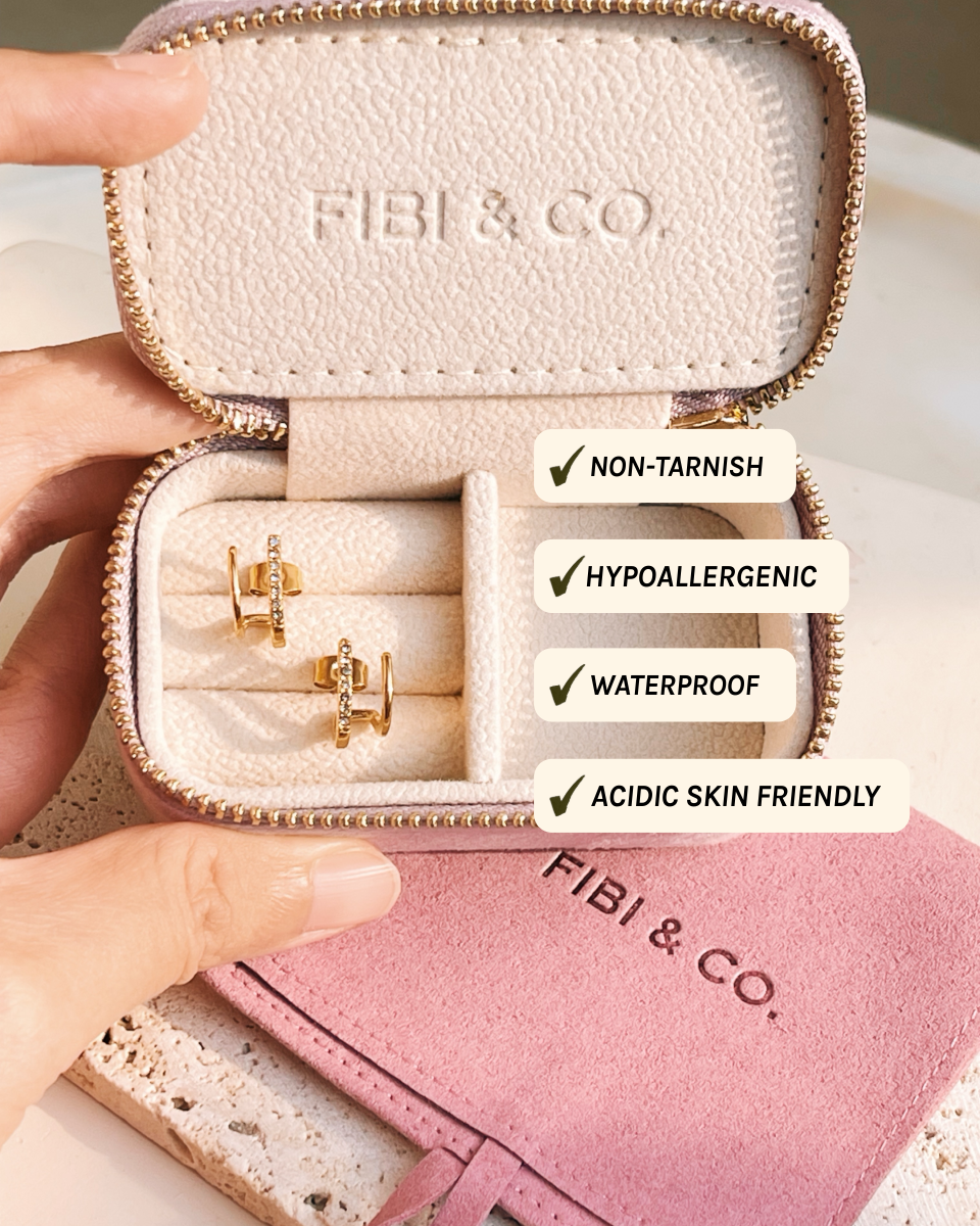 Anne (Gold) Double Layer Zircon Paved Layered Look Studs