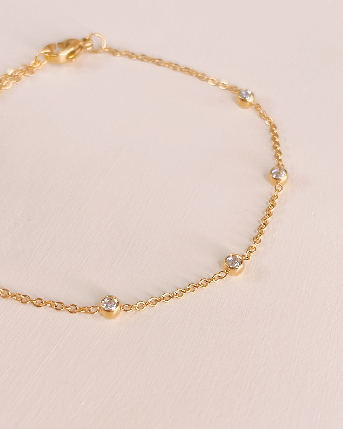 Ivory Zircon Beaded Gold Bracelet