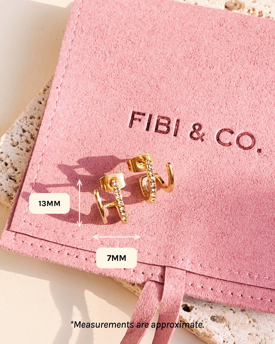 Anne (Gold) Double Layer Zircon Paved Layered Look Studs