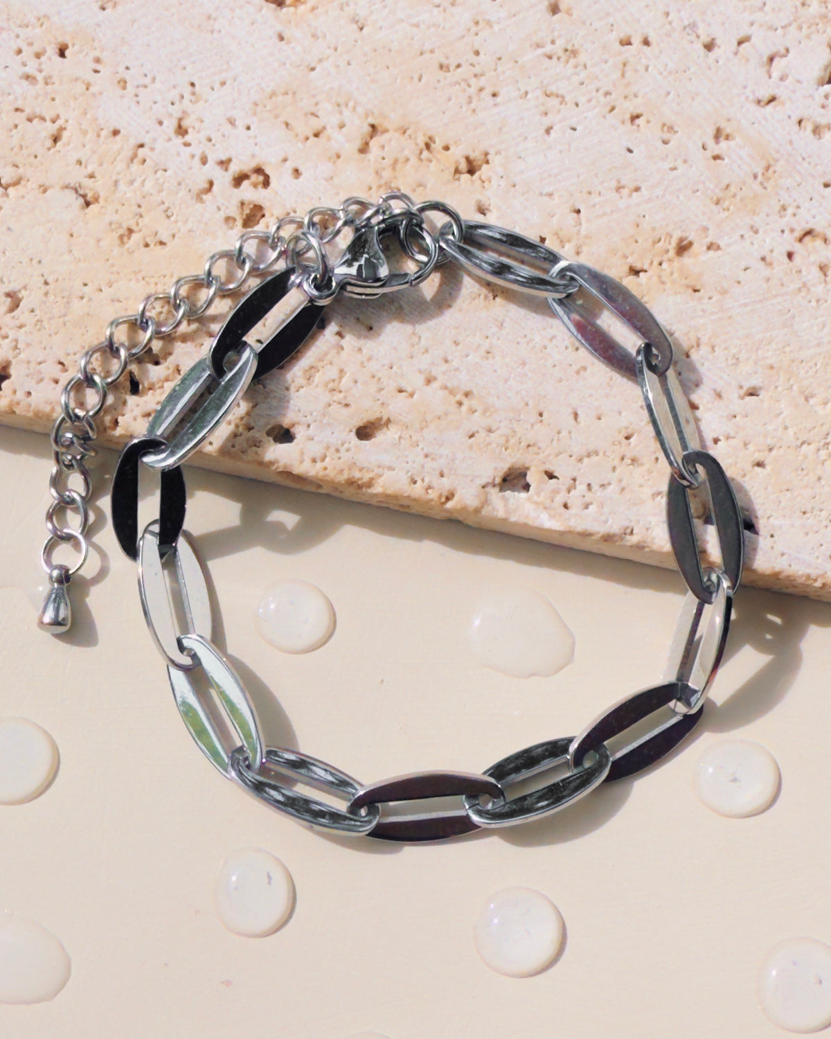 Lori (Silver) Oval Flat Link Chain Design Bracelet