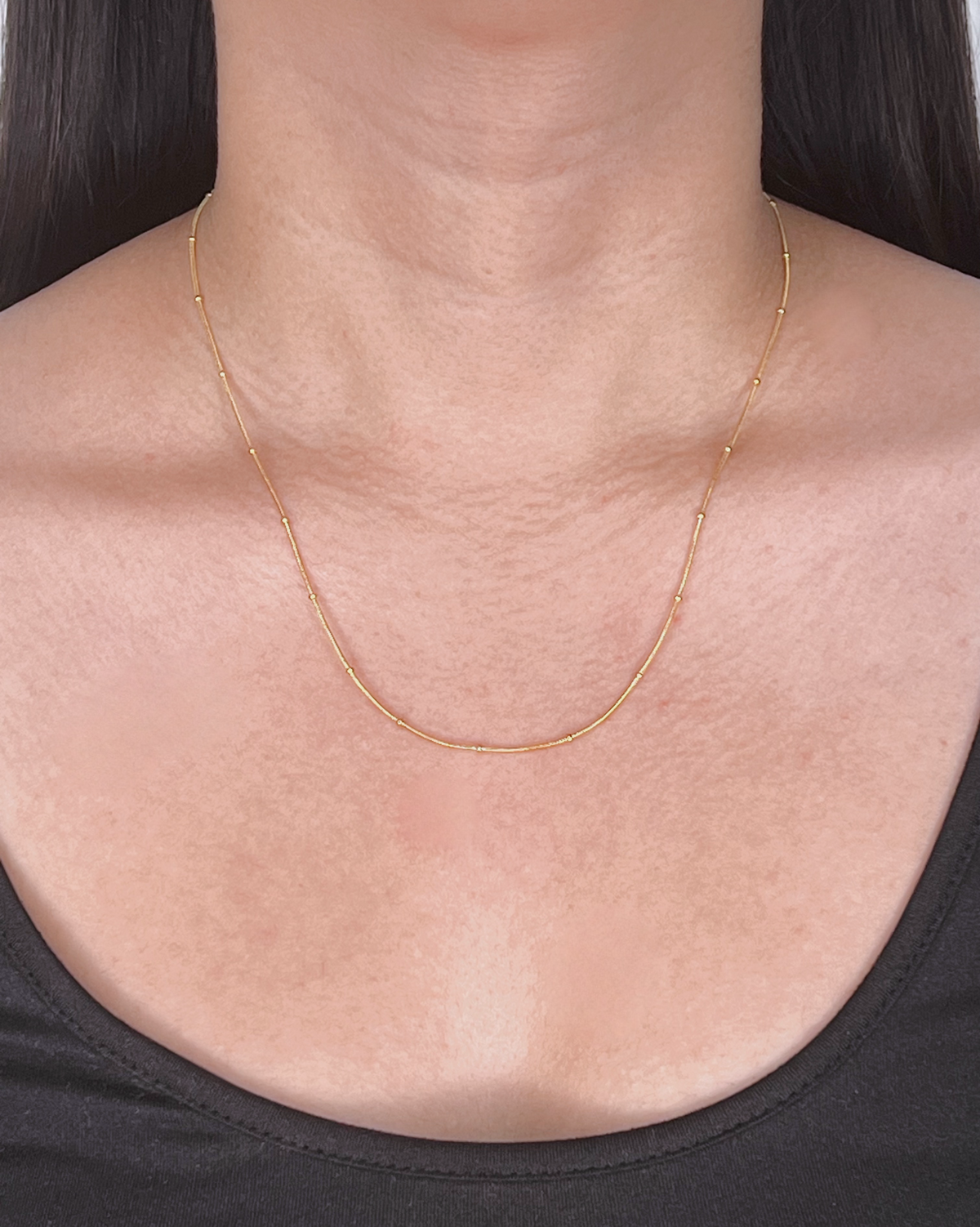 Georgia Ball Beaded Classic Thin Snake Chain Gold (Chain Only) Necklace