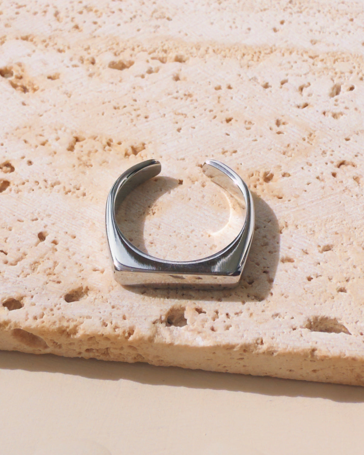 Larrie (Silver) Flat Thin Bar Top Head Design Open Ring