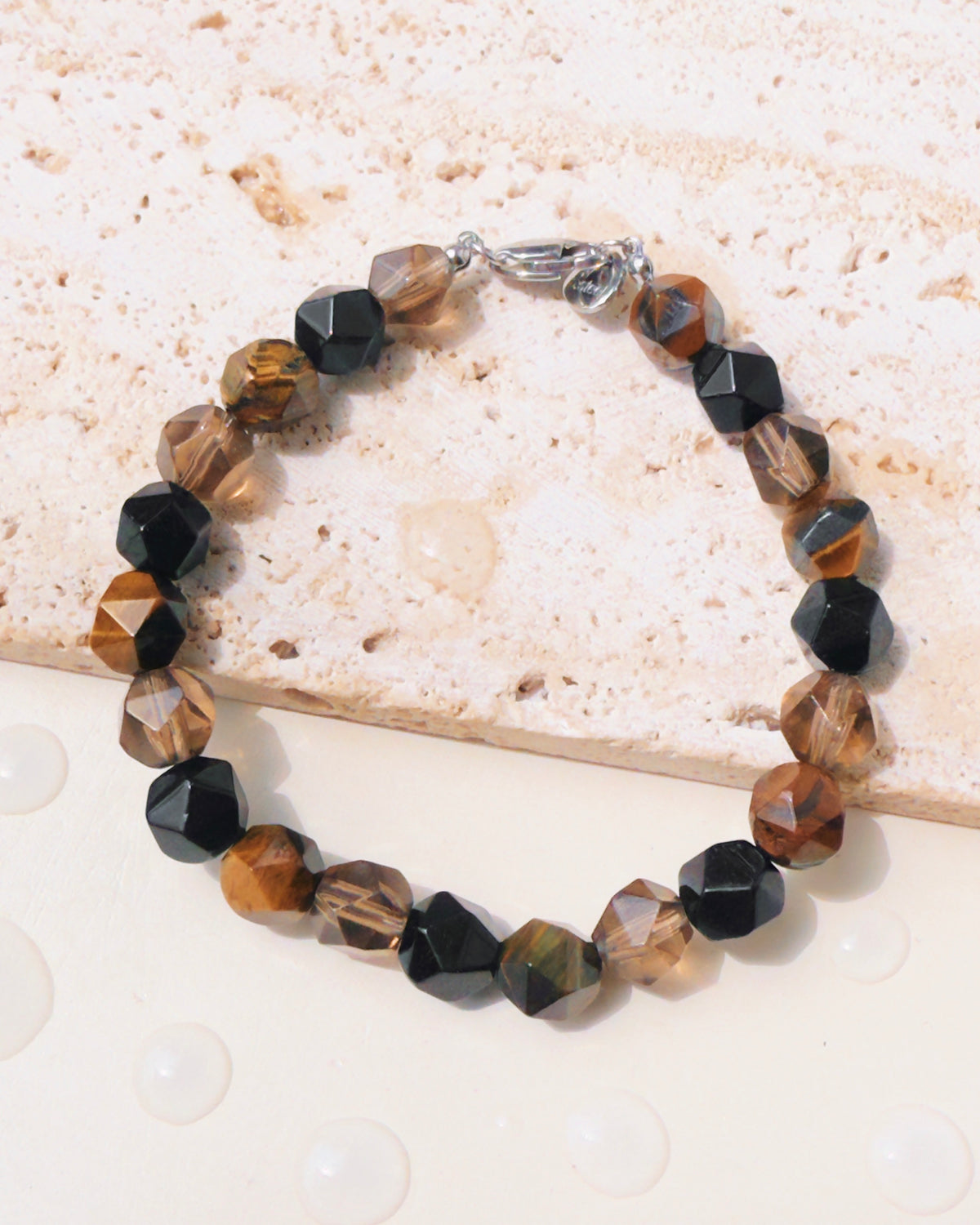 Wyatt Natural Smoking Quartz Tiger Stone Beads Bracelet