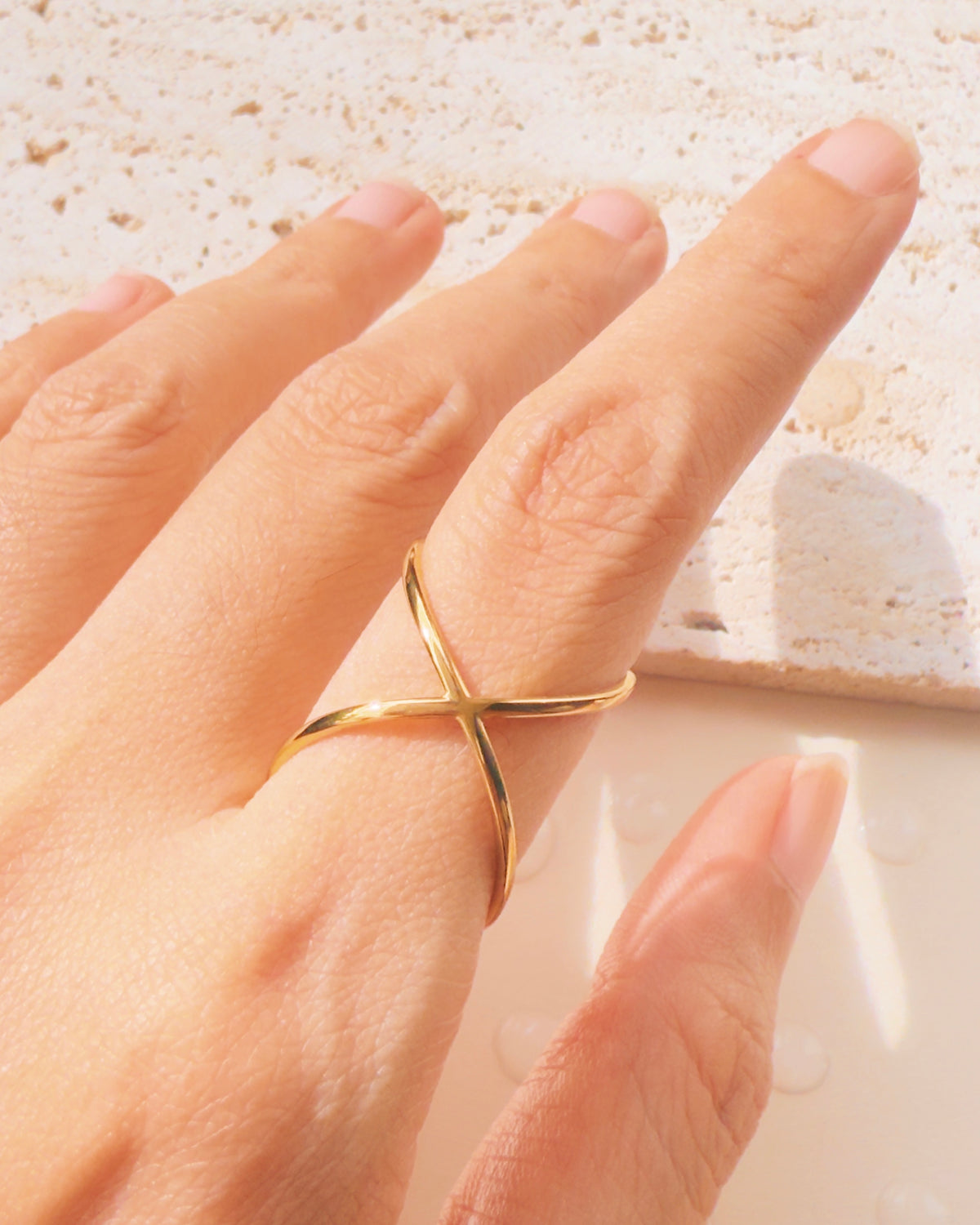 Mckenna Smooth Intercrossing Line Abstract Minimalist Design Open Gold Ring