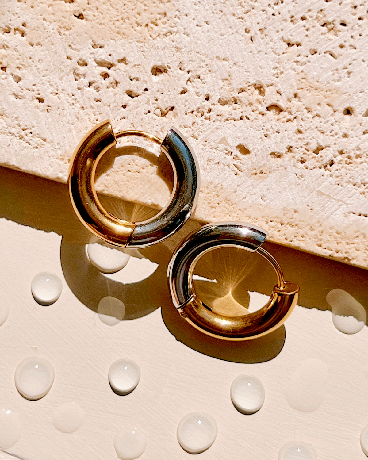 Maxine (Two Tone) Round Silver & Gold Hoops