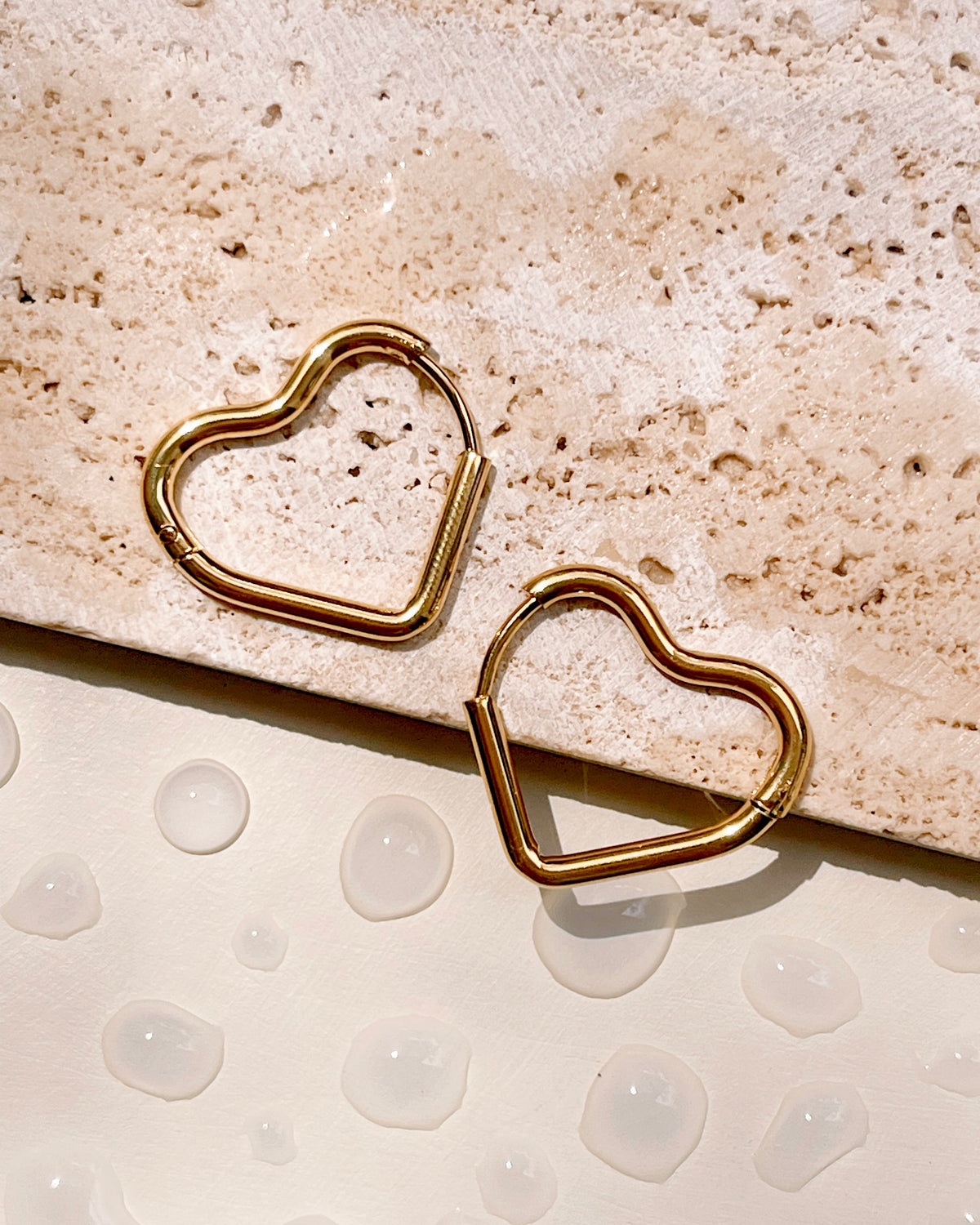 Lilia Heart-Shaped Geometric Design Gold Hoops