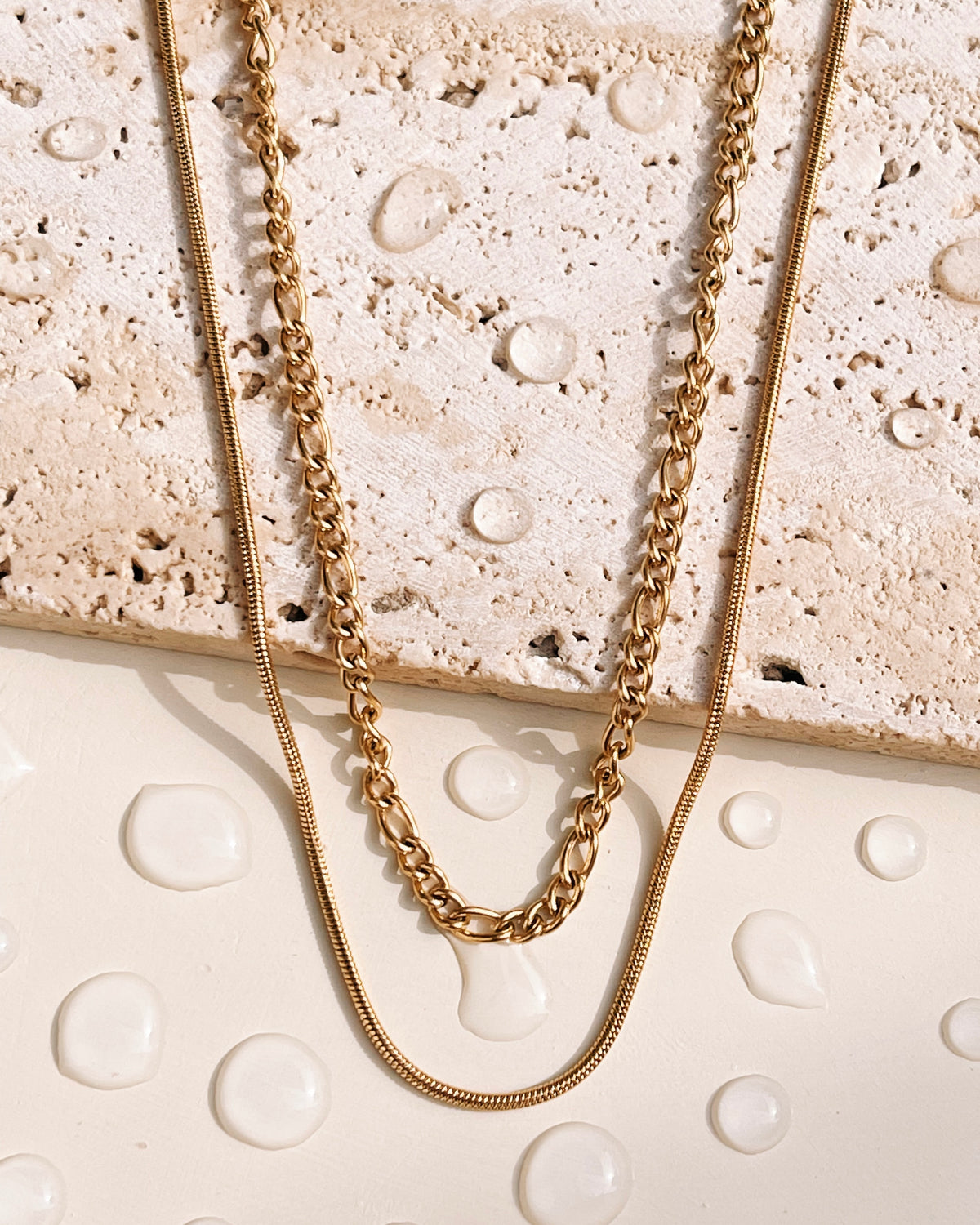 Alex Double Layer Figaro Chain Snake Chain Design (Chain Only) Necklace