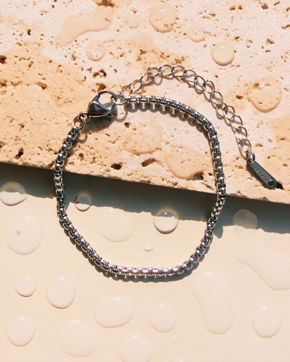 Micah (Silver) Thin Rounded Box Link Chain Design Bracelet