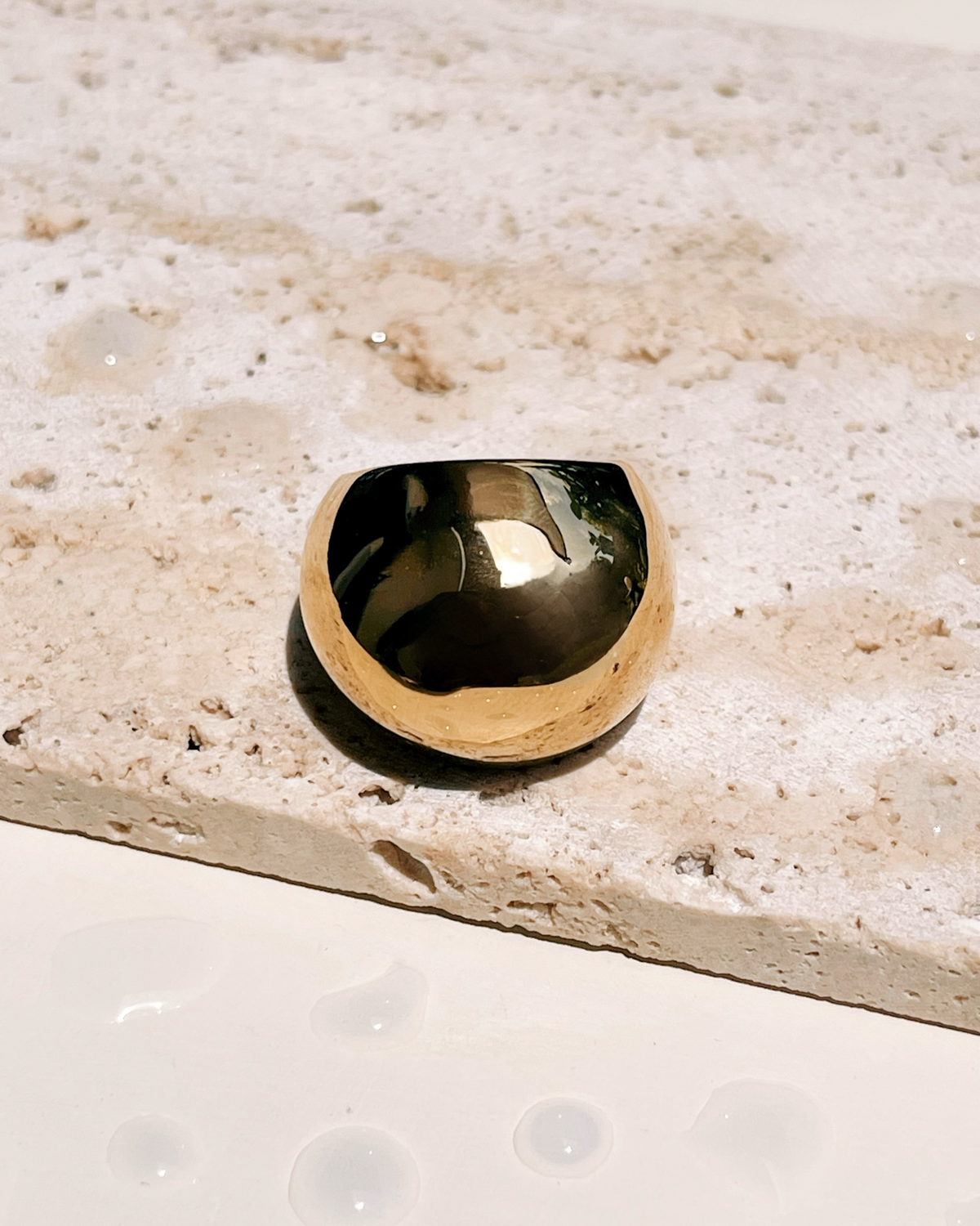 Dawn Chunky Smooth Dome Top Design Gold Ring