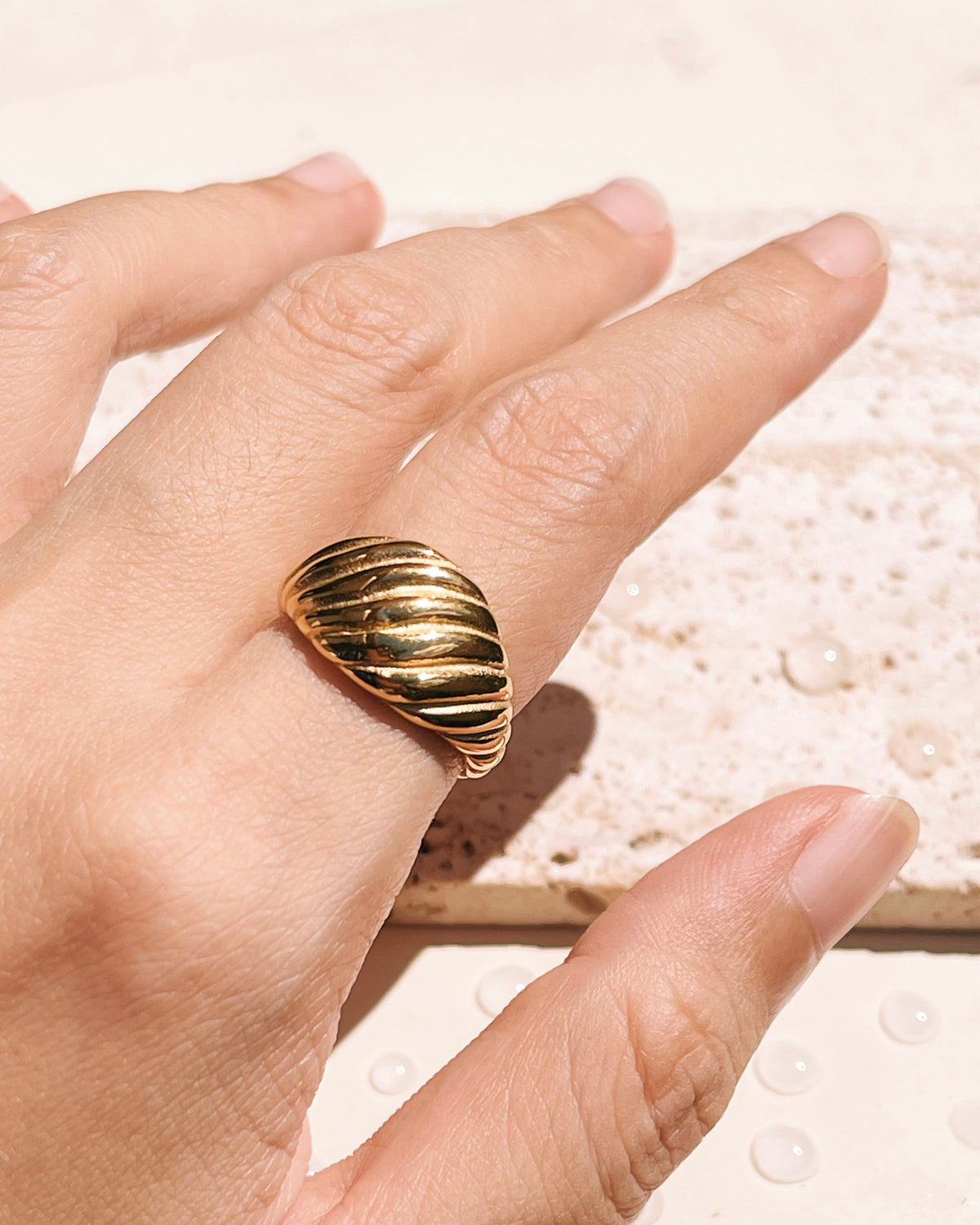 Susan Chunky Croissant Design Gold Ring
