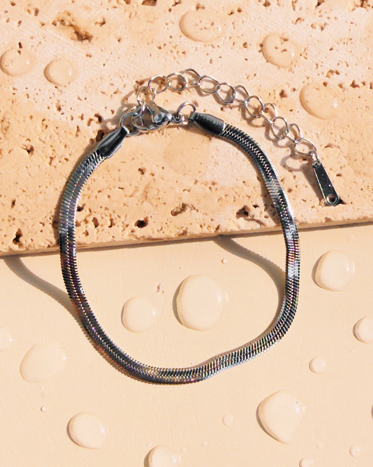 Lulu (Silver) Flat Wide Snake Chain Design Bracelet