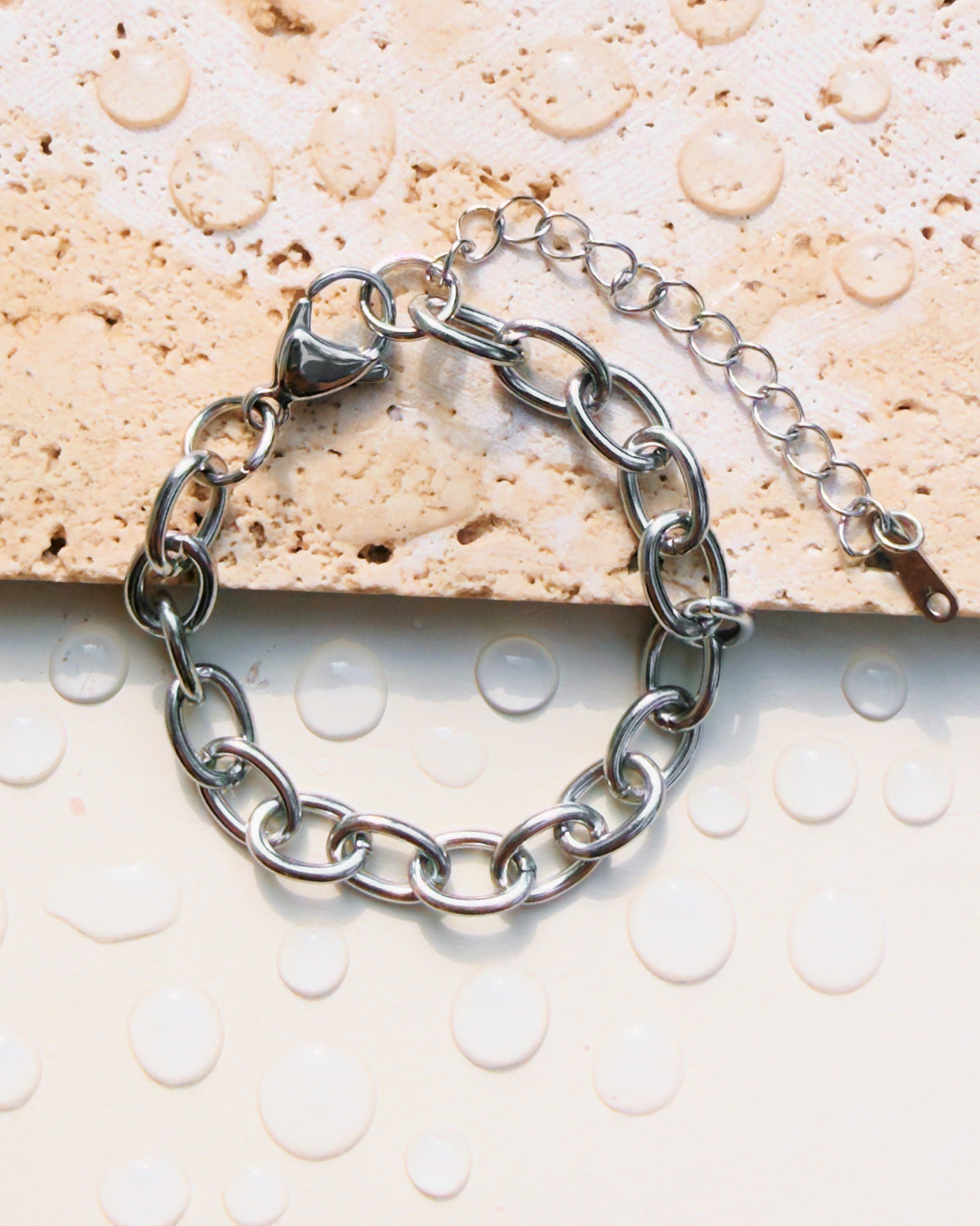 Lynette (Silver) Rounded Oval Link Chain Design Bracelet