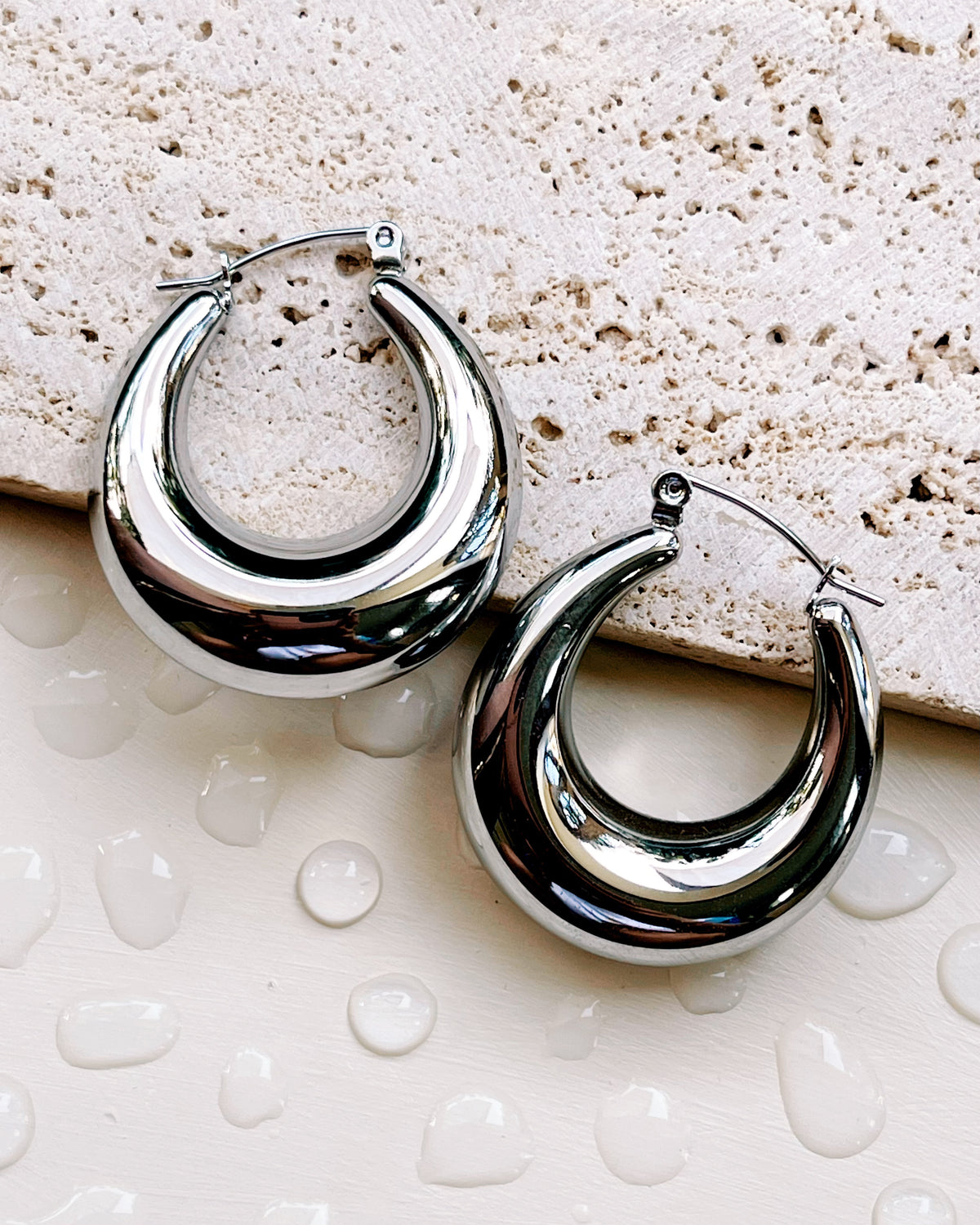 Diana (Silver) Chunky Oval Hoops