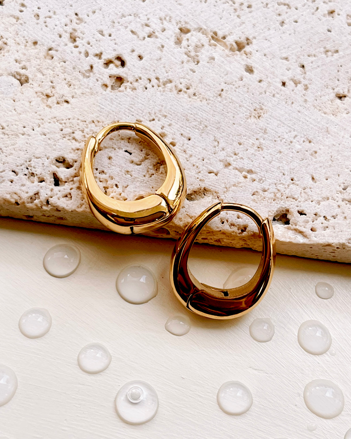 Davina (Gold) Teardrop Waterdrop Shaped Thick Gold Hoops