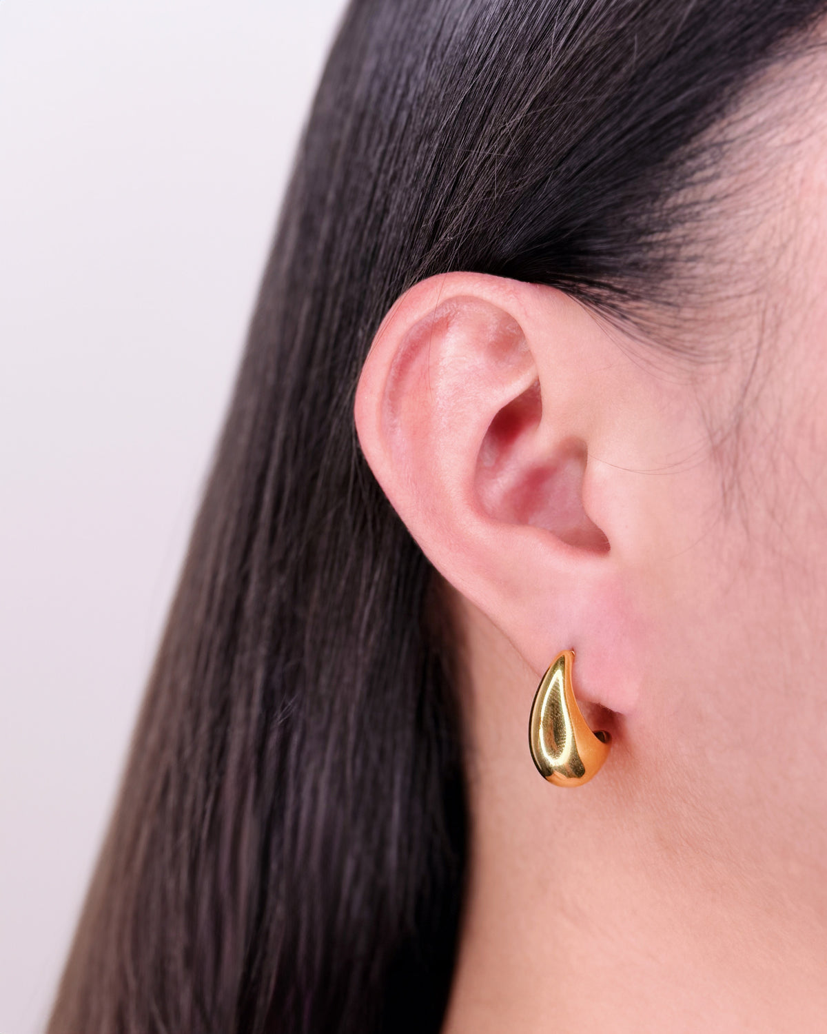 Amalia (Gold) Boat Shaped Thick Gold Huggie Hoop Studs