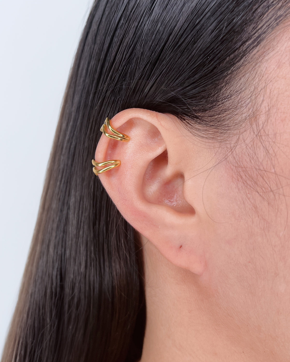 Ashley (Gold) Double Layer Wave Design Cuff Earrings