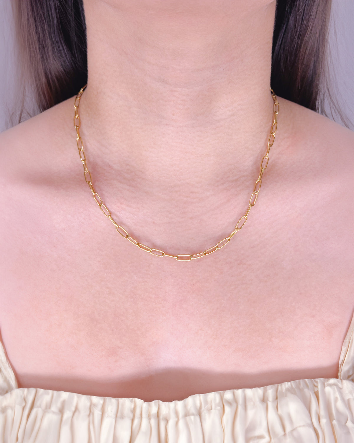 Aya (Bundle Set) 2 Necklaces Double Layer Paper Clip Chain Classic Link Chain Zircon Star Frame Pendant Gold Necklace