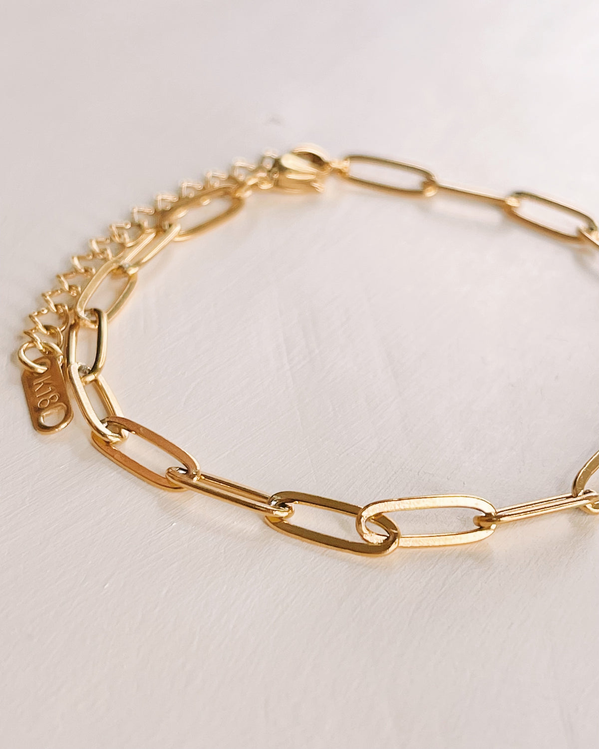 Elora (Gold) Paper Clip Chain Gold Bracelet / Anklet