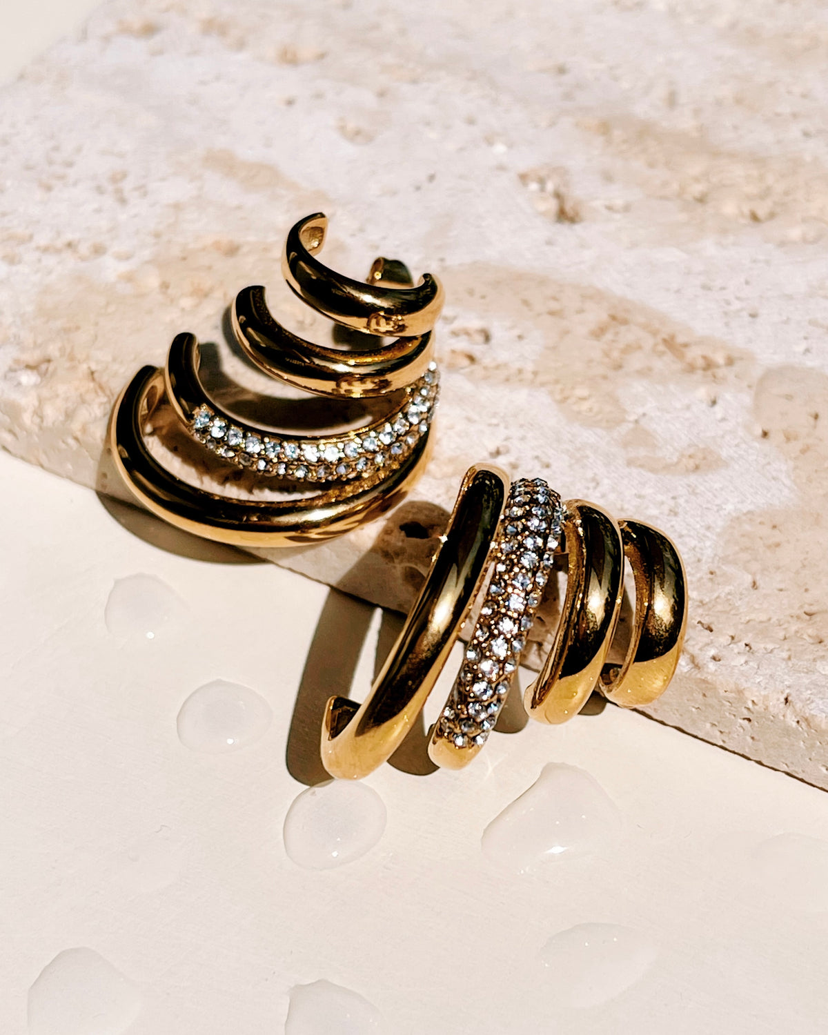 Morgan Quad C Shaped Zircon Paved Ascending Layered Look Hoops
