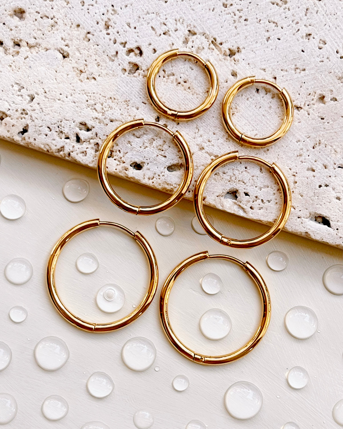 Thea Classic Thin Round Gold Hoops