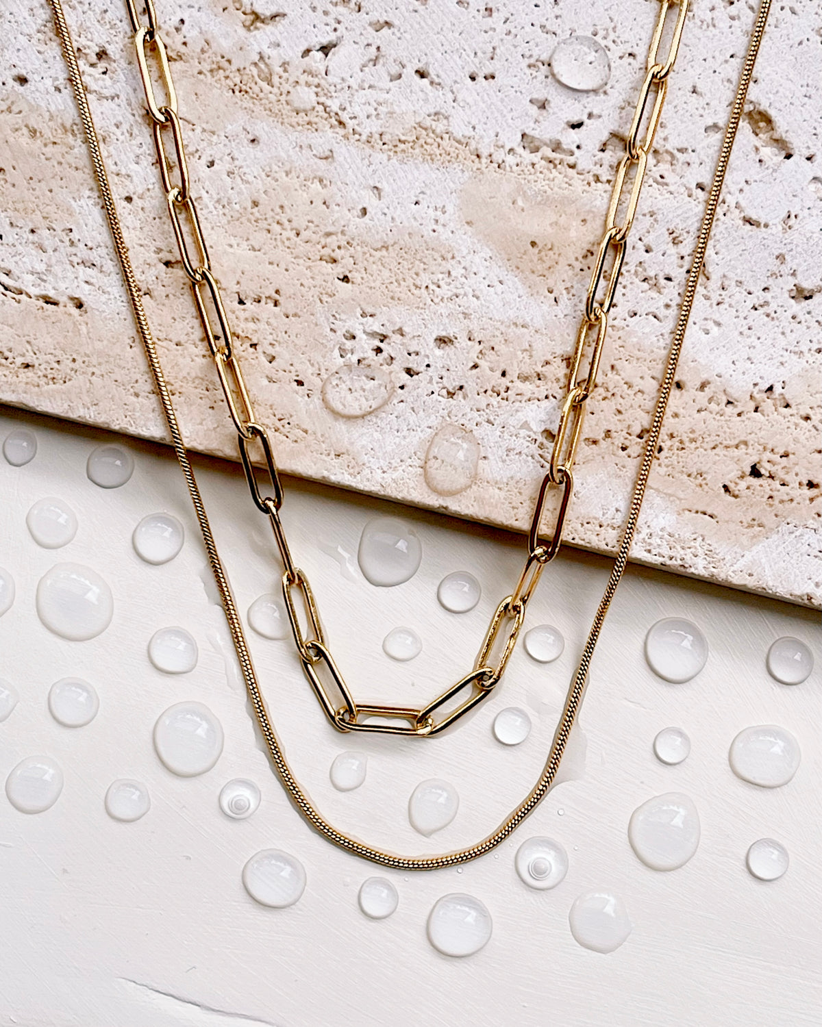 Mabel Double Layer Snake Paperclip Chain Gold (Chain Only) Necklace