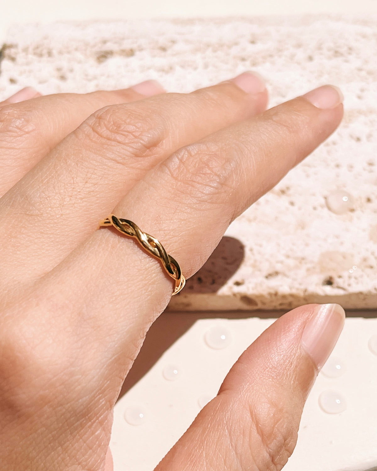 Gabrielle Twisted Design Minimalist Gold Ring
