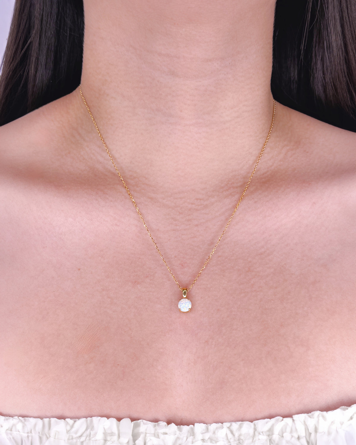 Carina Round Opal Crowned Set Classic Link Chain Gold Necklace