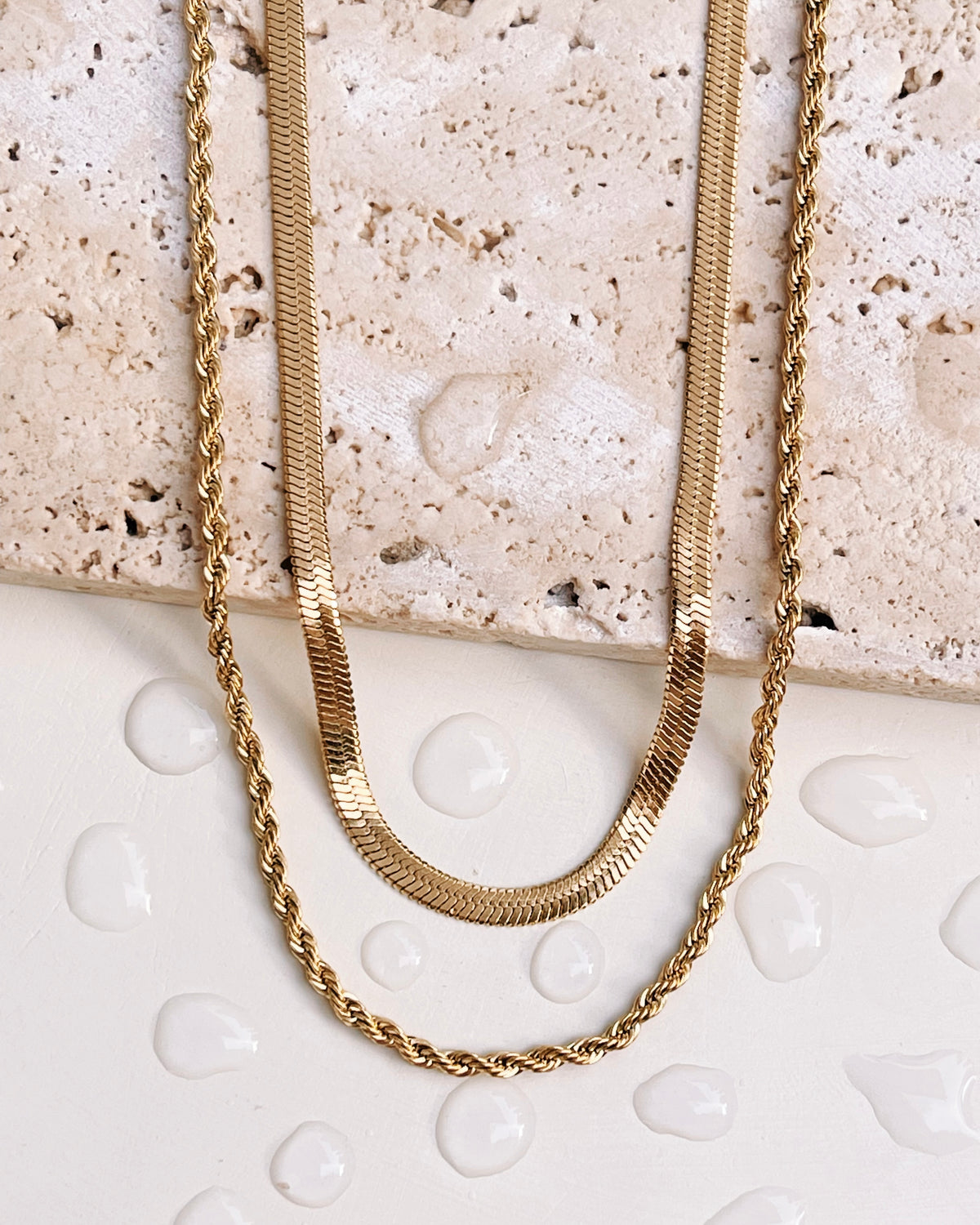 Leah Double Box Snake Chain Gold (Chain Only) Necklace