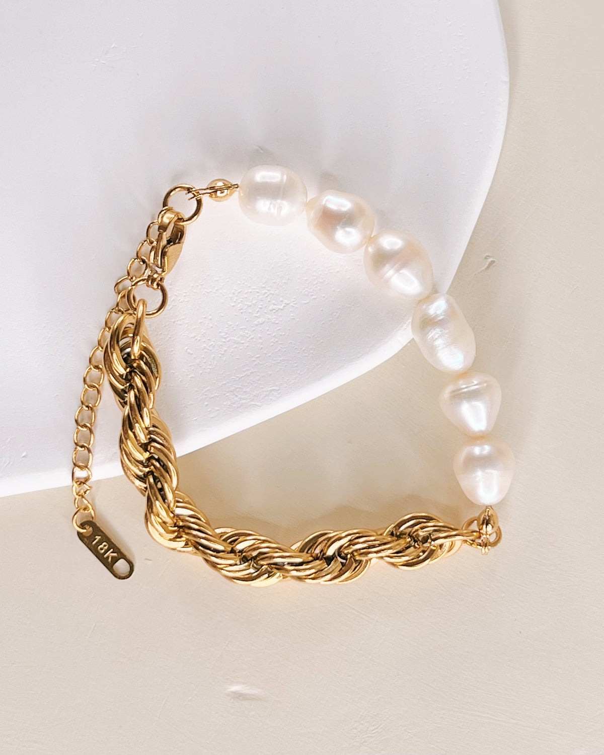 Valentina Baroque Freshwater Pearl Beads Rope Chain Gold Bracelet